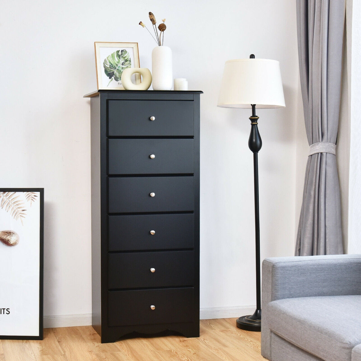 6 Drawers Chest Dresser - Black