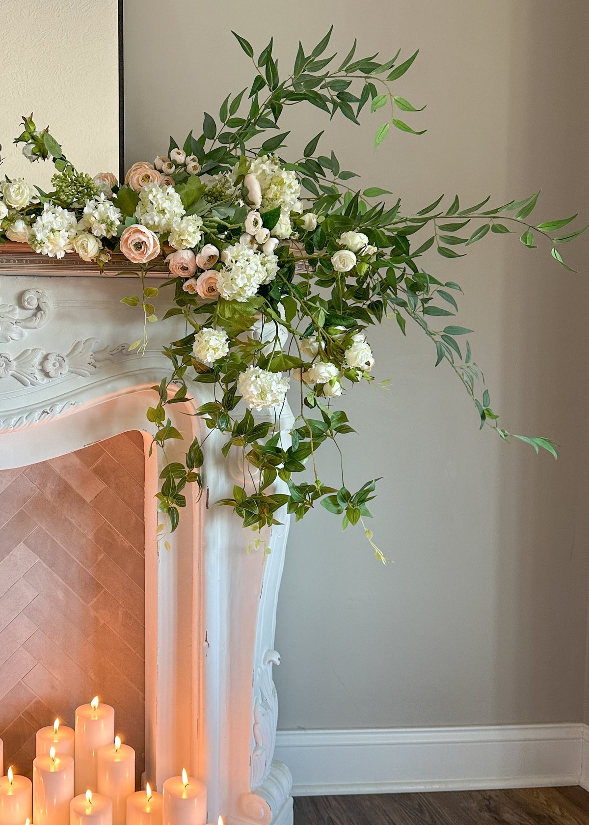 Tall Artificial Rose Branch in Cream White - 44"