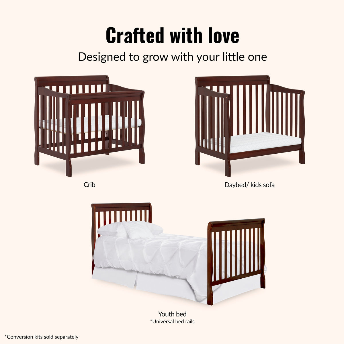 Dream On Me Aden Convertible 4-in-1 Mini Crib