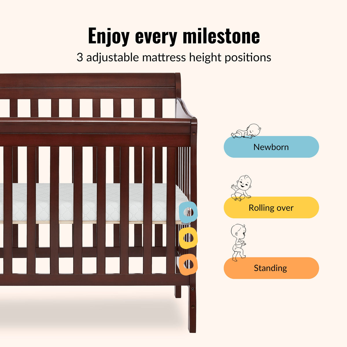 Dream On Me Aden Convertible 4-in-1 Mini Crib