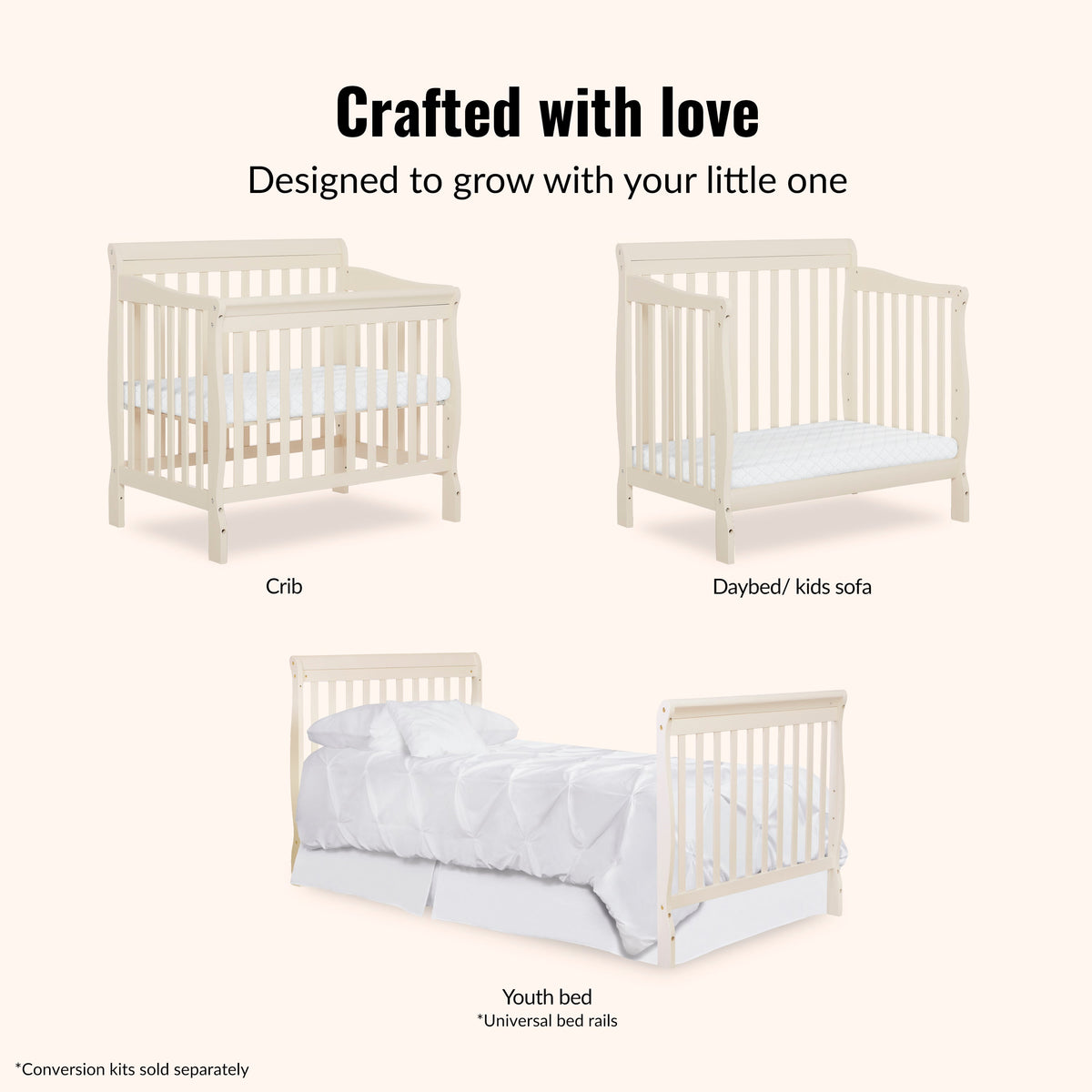 Dream On Me Aden Convertible 4-in-1 Mini Crib