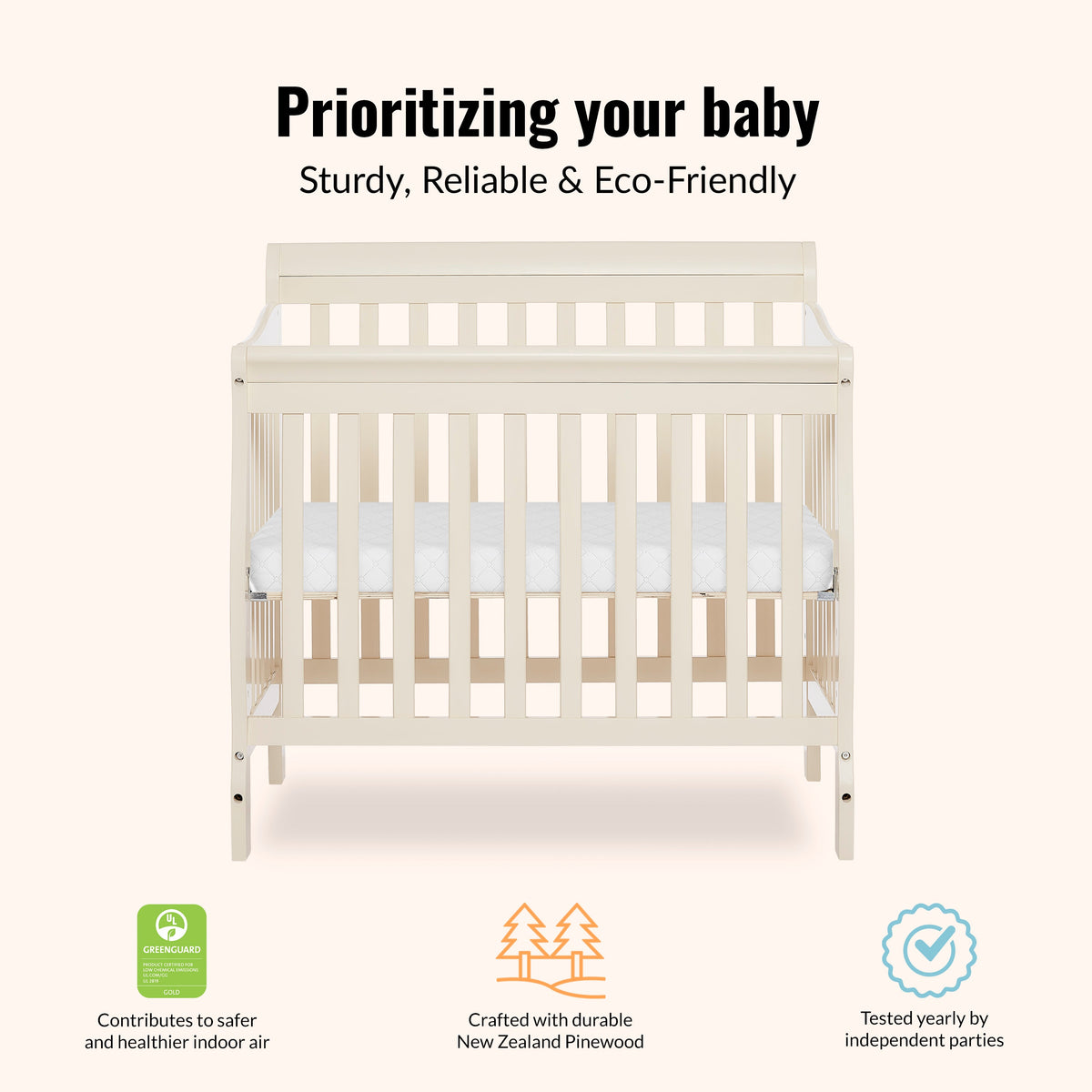 Dream On Me Aden Convertible 4-in-1 Mini Crib