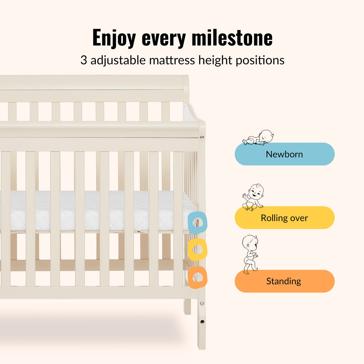 Dream On Me Aden Convertible 4-in-1 Mini Crib
