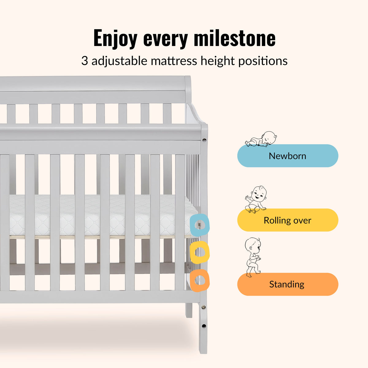 Dream On Me Aden Convertible 4-in-1 Mini Crib