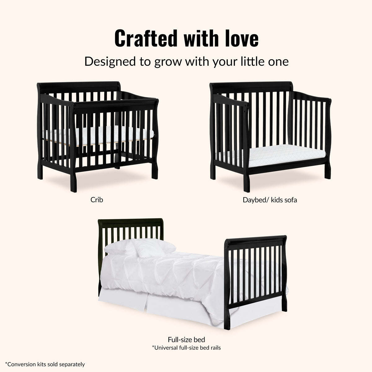 Dream On Me Aden Convertible 4-in-1 Mini Crib