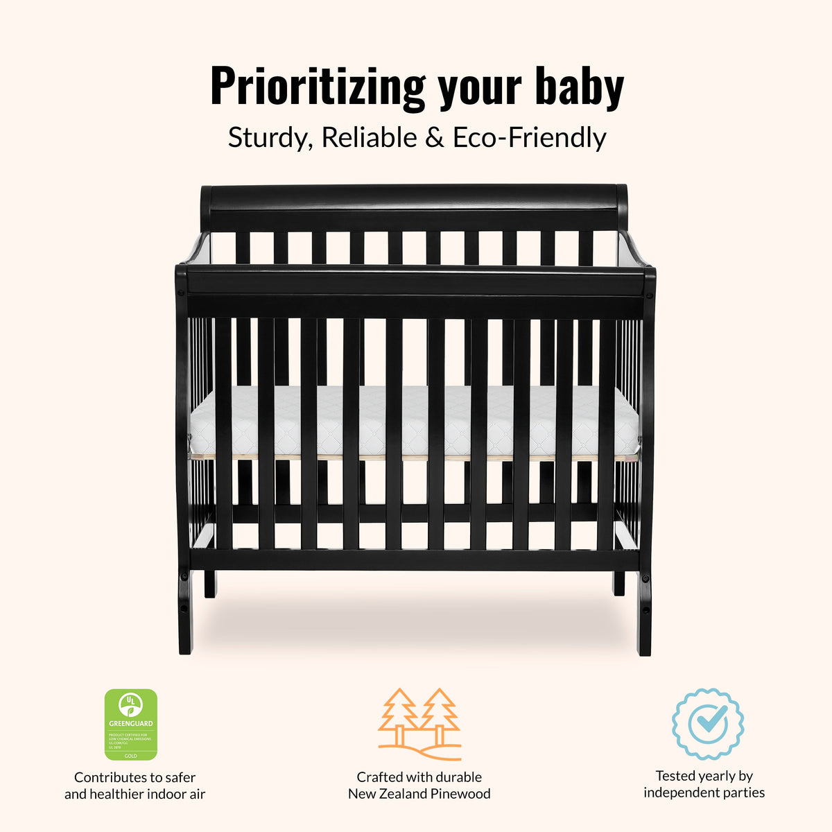 Dream On Me Aden Convertible 4-in-1 Mini Crib