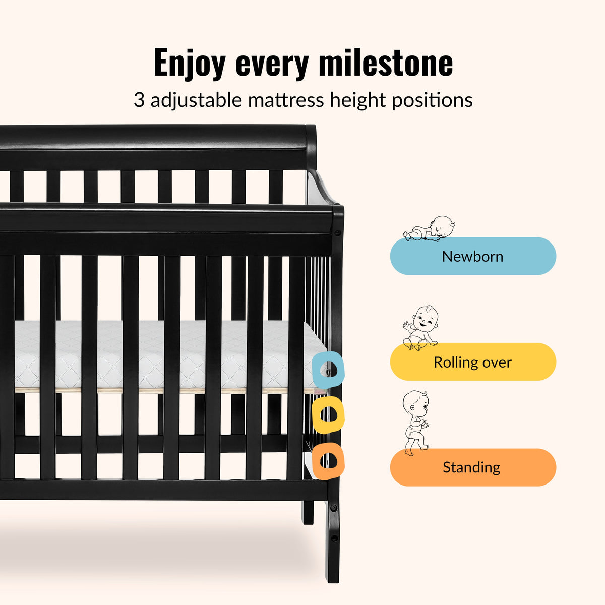 Dream On Me Aden Convertible 4-in-1 Mini Crib