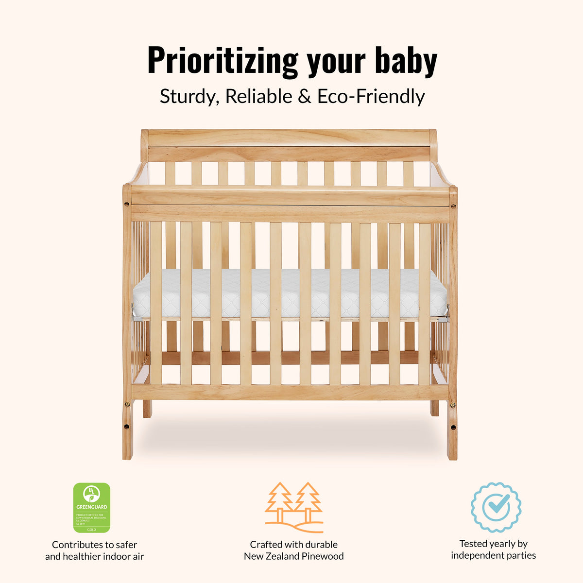 Dream On Me Aden Convertible 4-in-1 Mini Crib