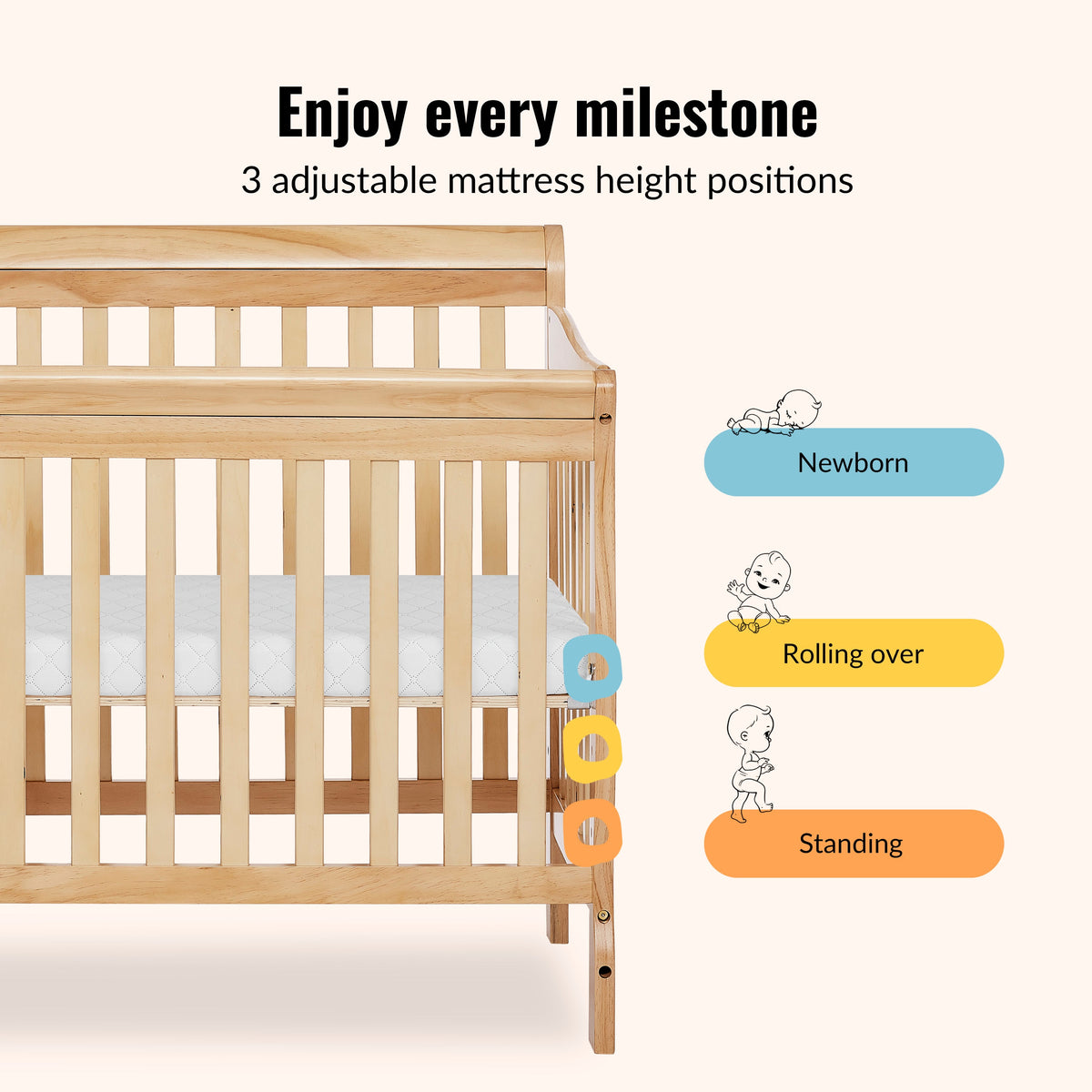 Dream On Me Aden Convertible 4-in-1 Mini Crib