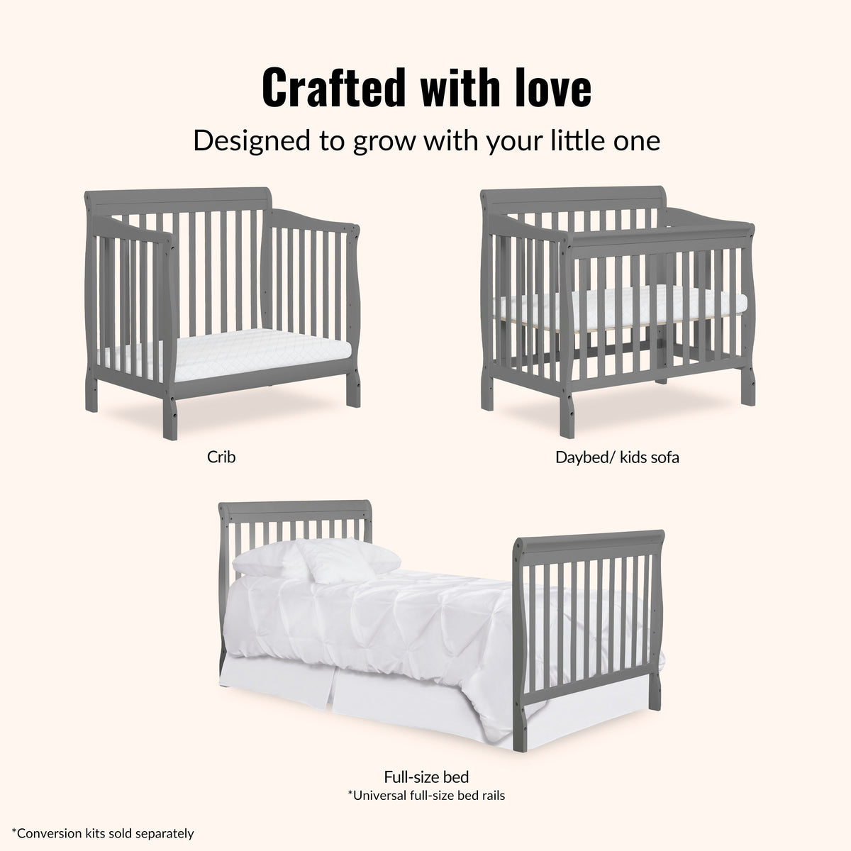 Dream On Me Aden Convertible 4-in-1 Mini Crib