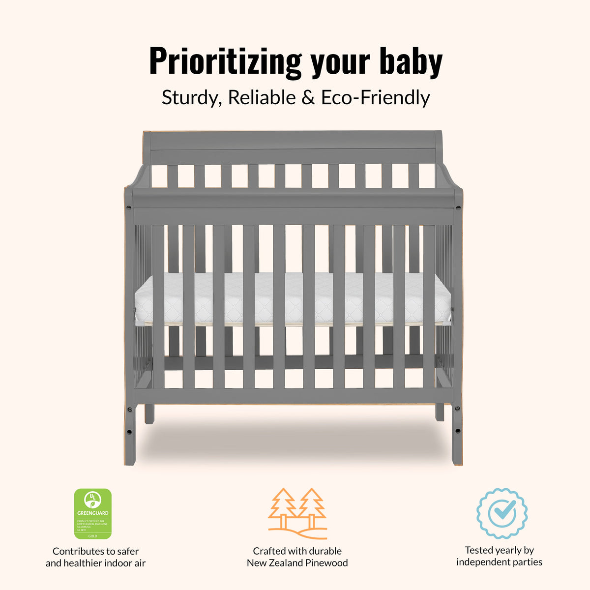 Dream On Me Aden Convertible 4-in-1 Mini Crib
