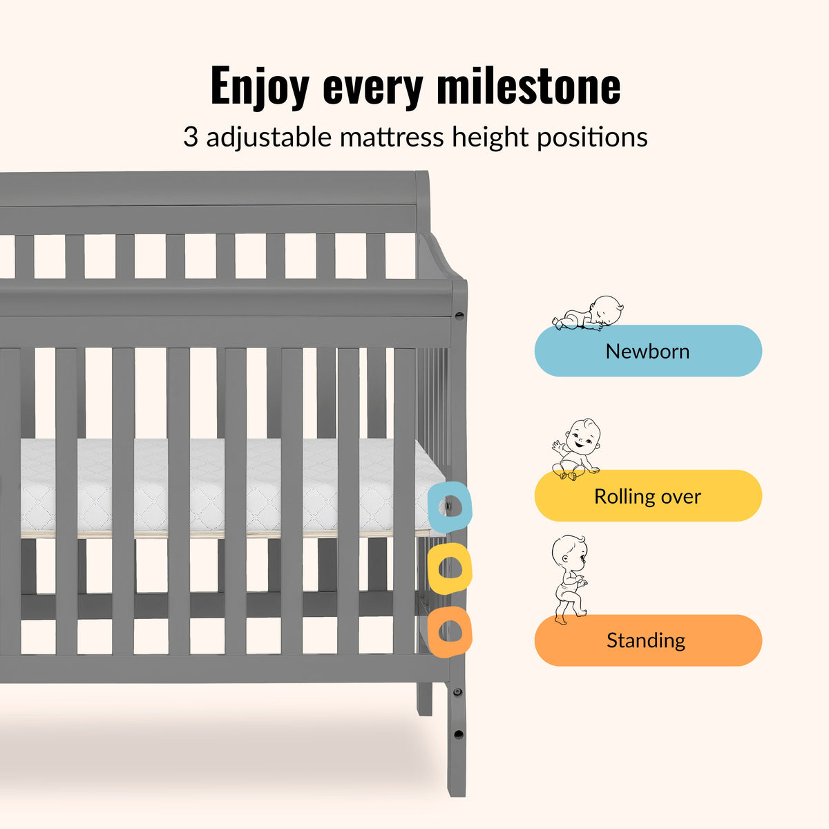 Dream On Me Aden Convertible 4-in-1 Mini Crib