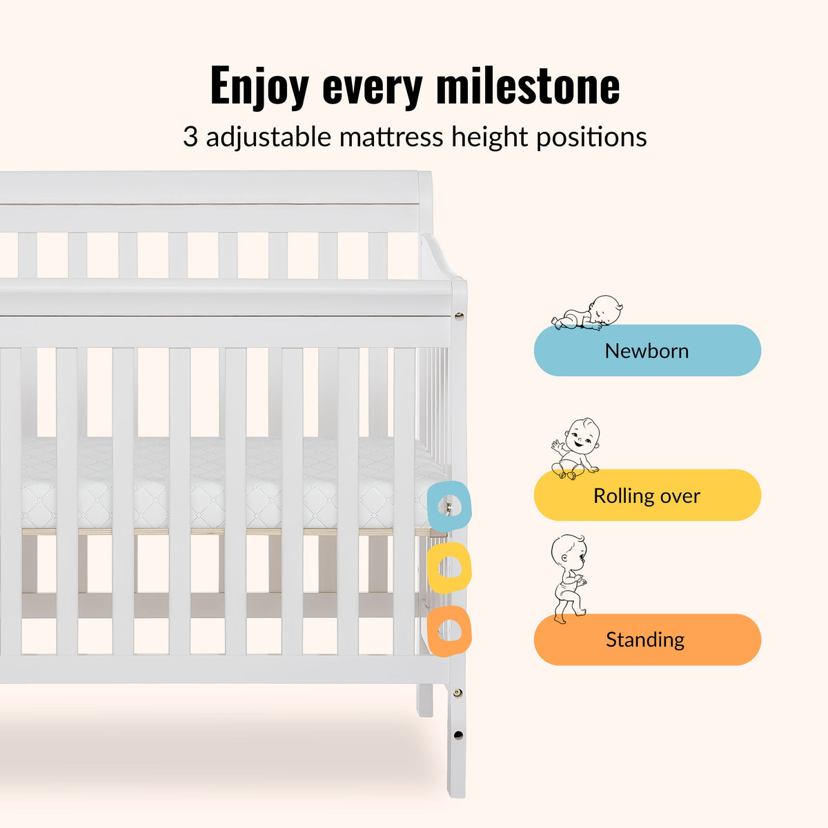 Dream On Me Aden Convertible 4-in-1 Mini Crib