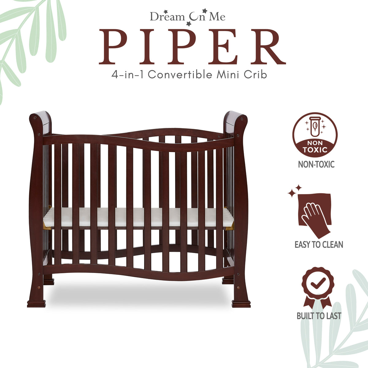 Dream On Me Piper 4-in-1 Convertible Mini Crib