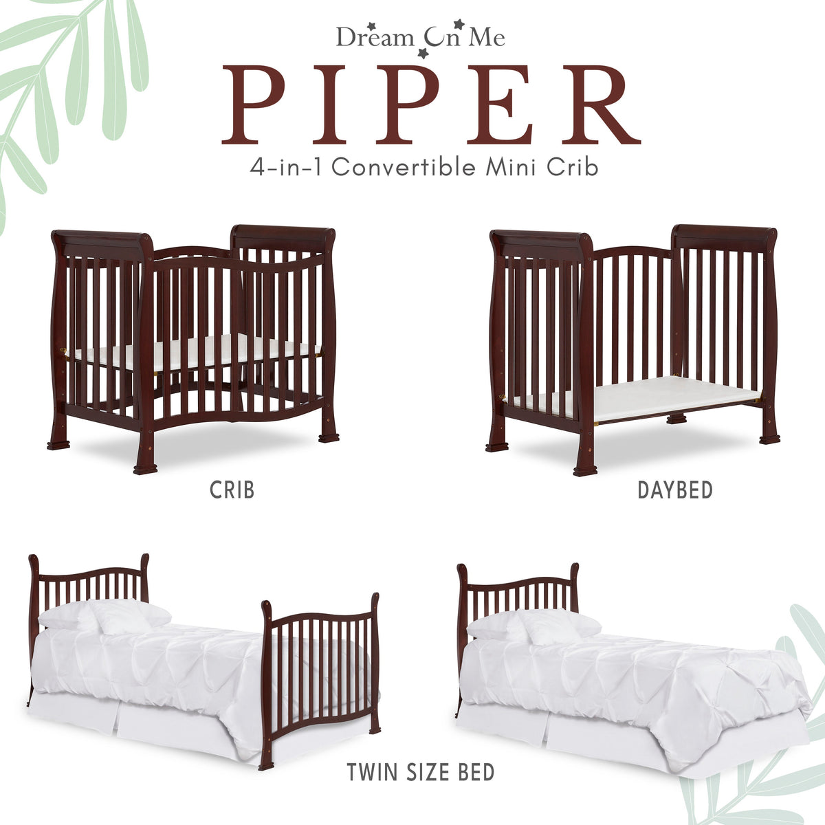 Dream On Me Piper 4-in-1 Convertible Mini Crib