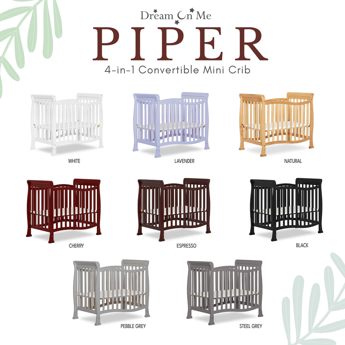 Dream On Me Piper 4-in-1 Convertible Mini Crib