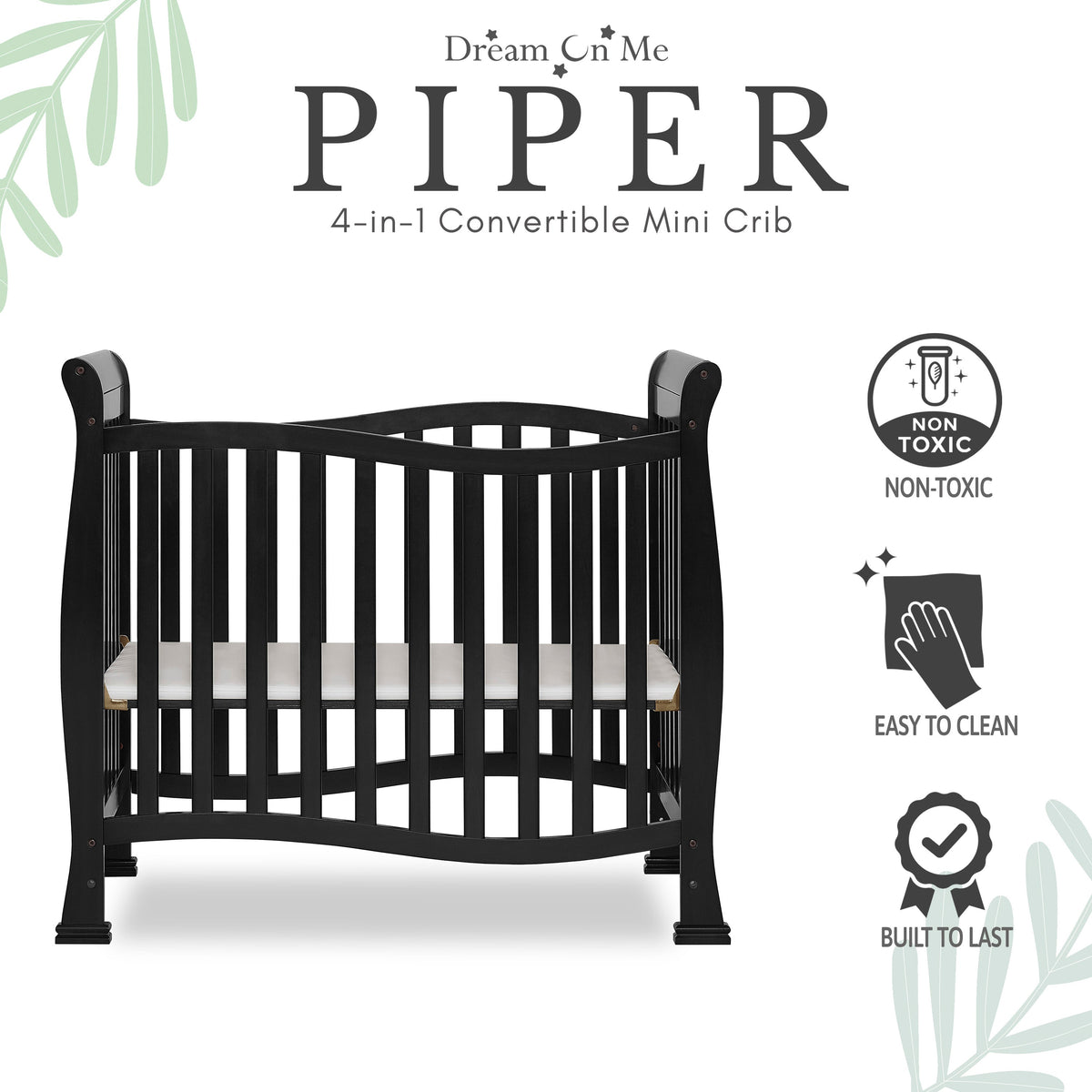 Dream On Me Piper 4-in-1 Convertible Mini Crib