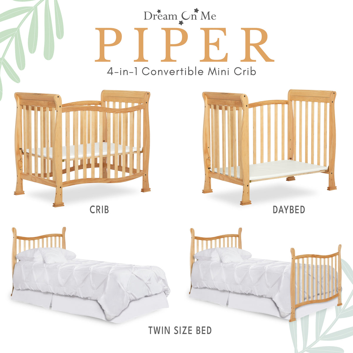 Dream On Me Piper 4-in-1 Convertible Mini Crib