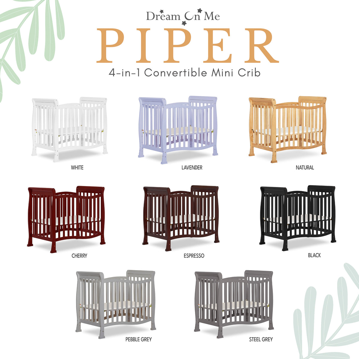 Dream On Me Piper 4-in-1 Convertible Mini Crib