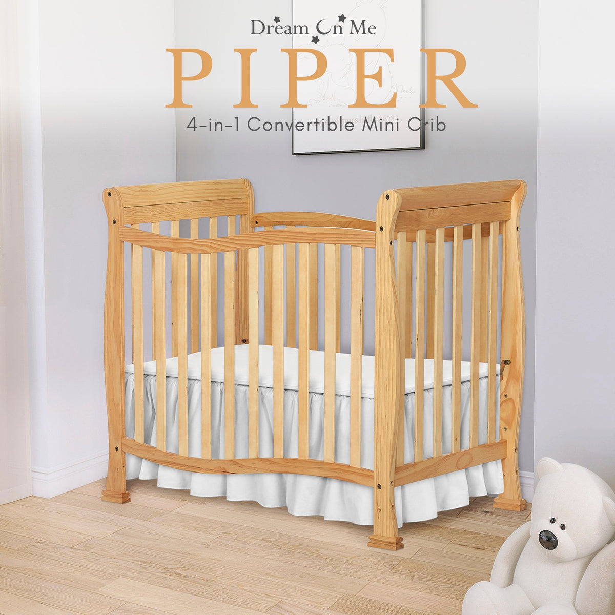 Dream On Me Piper 4-in-1 Convertible Mini Crib