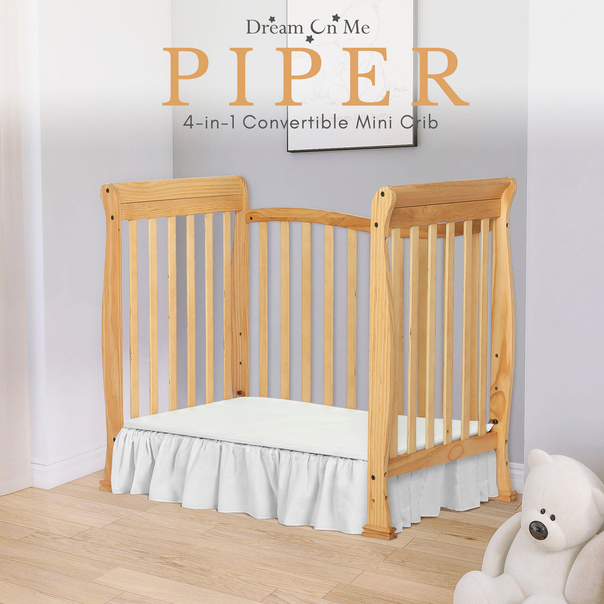 Dream On Me Piper 4-in-1 Convertible Mini Crib