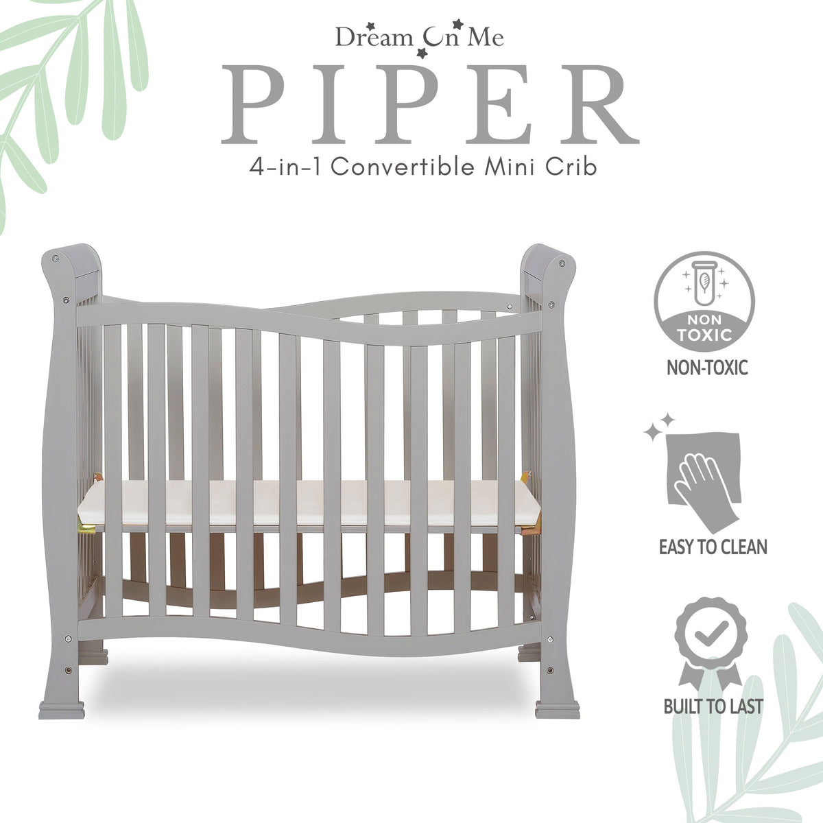 Dream On Me Piper 4-in-1 Convertible Mini Crib