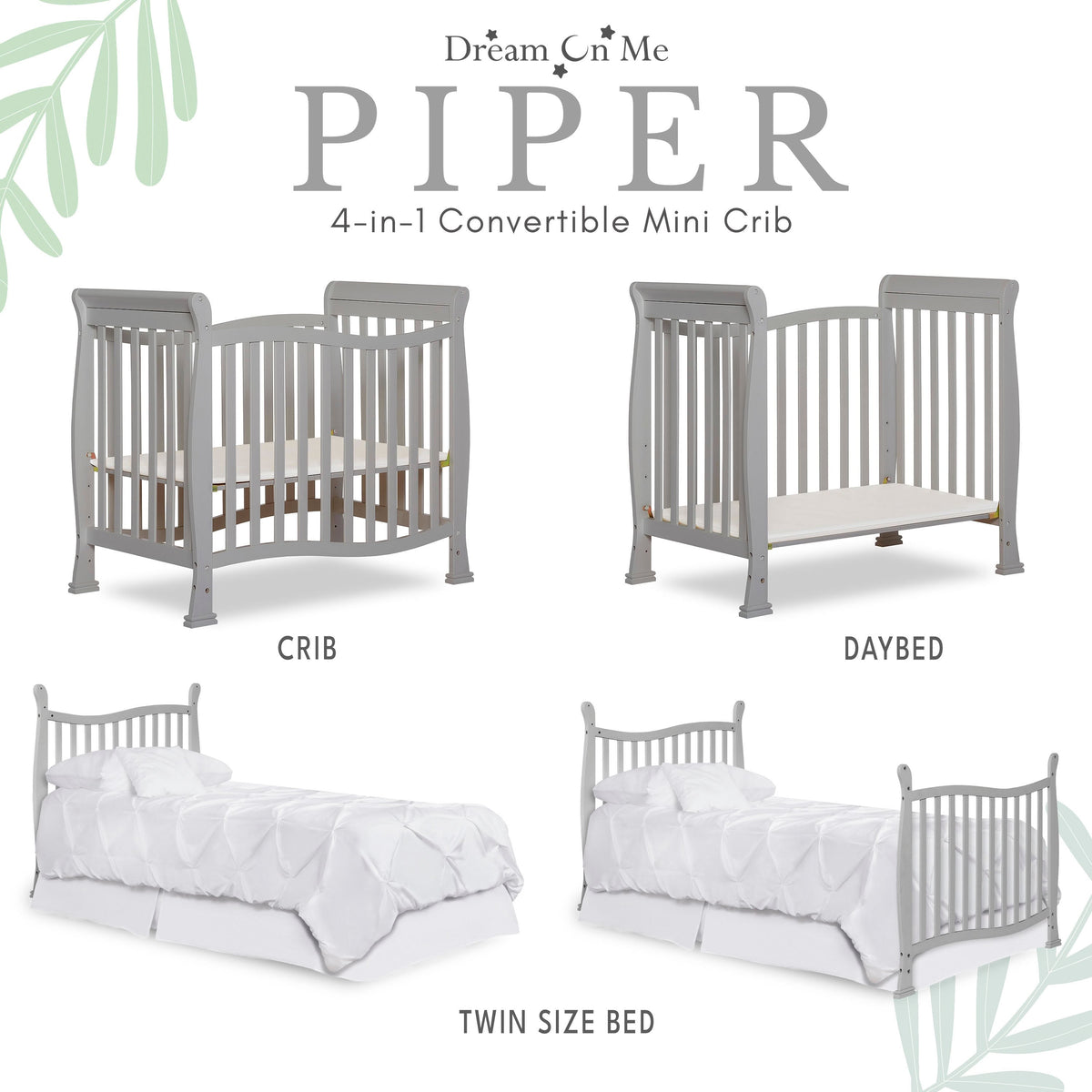 Dream On Me Piper 4-in-1 Convertible Mini Crib