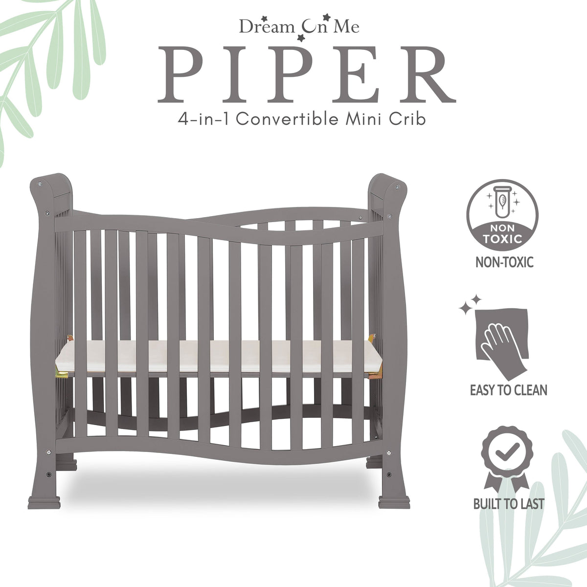 Dream On Me Piper 4-in-1 Convertible Mini Crib
