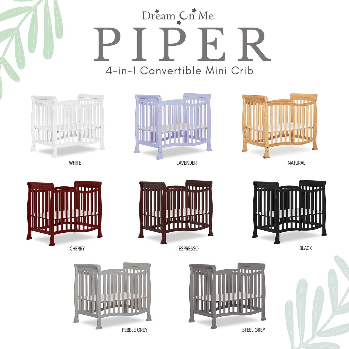 Dream On Me Piper 4-in-1 Convertible Mini Crib