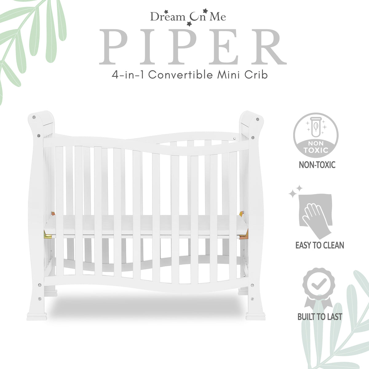 Dream On Me Piper 4-in-1 Convertible Mini Crib