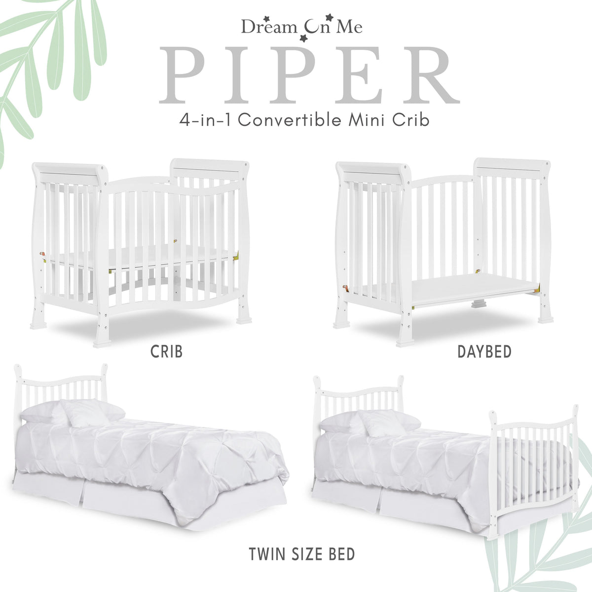 Dream On Me Piper 4-in-1 Convertible Mini Crib
