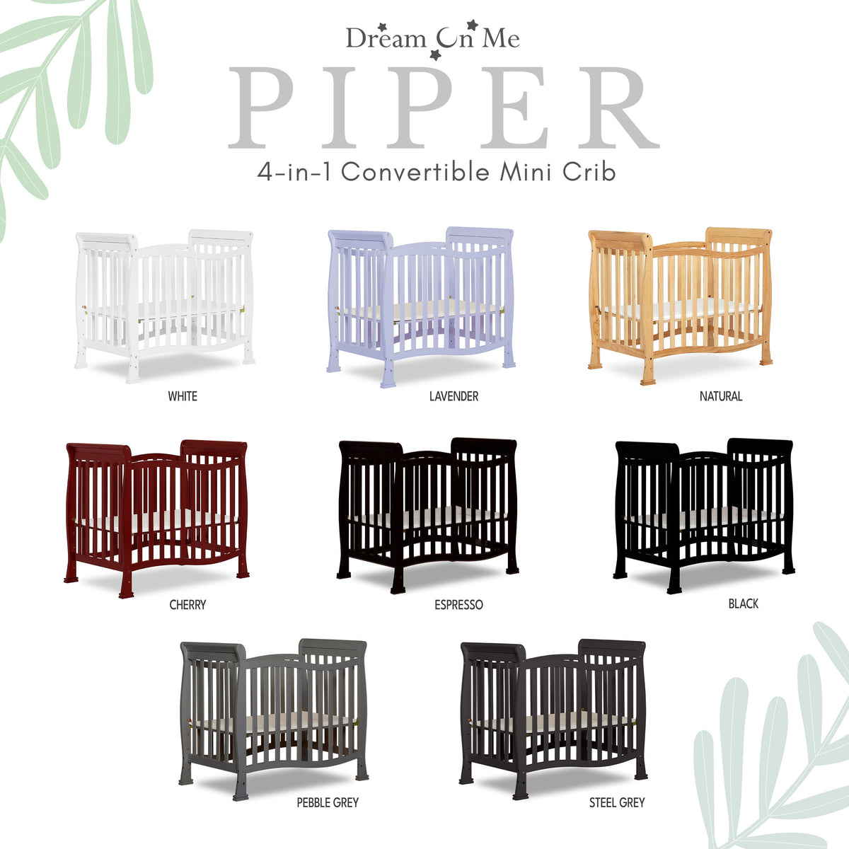 Dream On Me Piper 4-in-1 Convertible Mini Crib