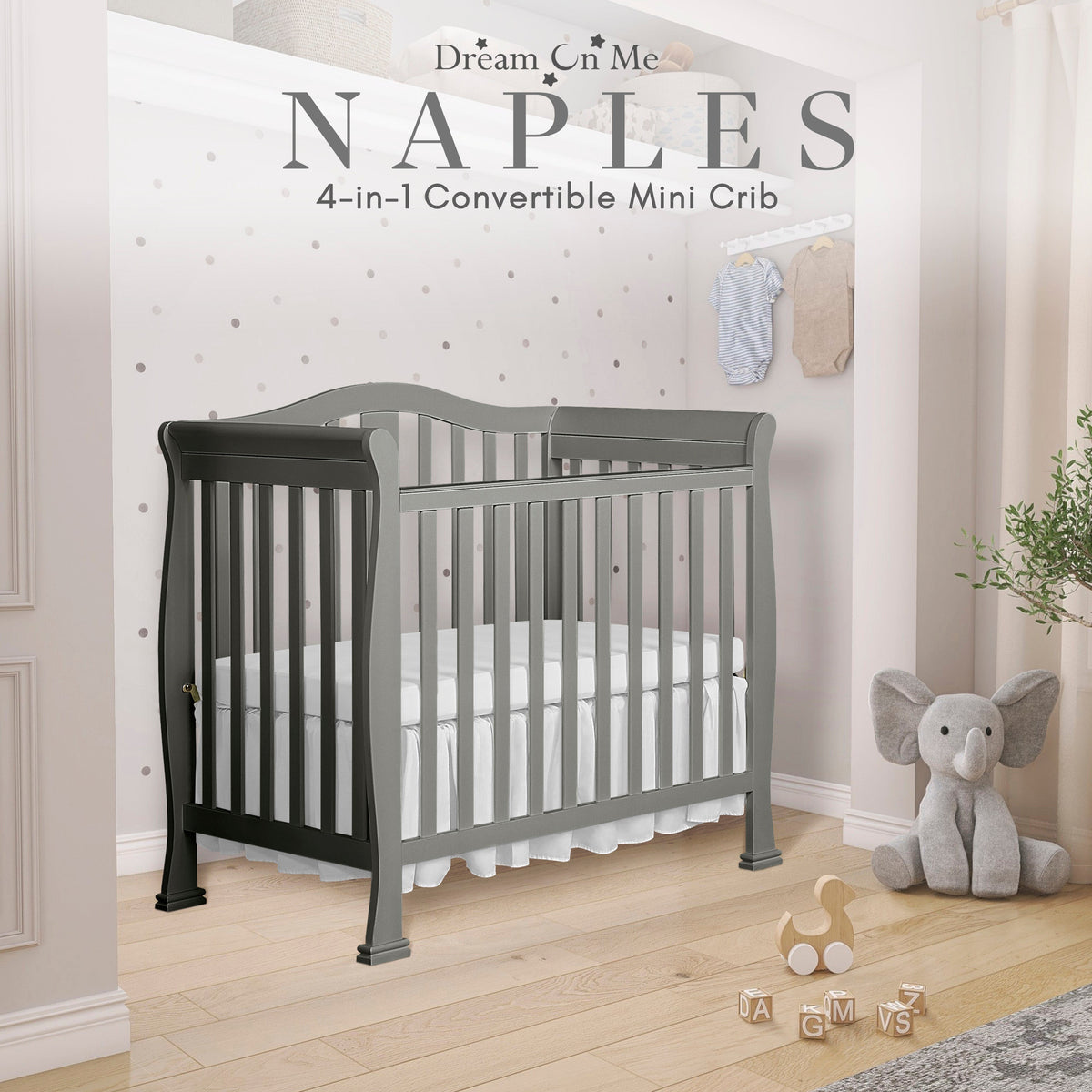 Dream On Me Naples 4-in-1 Convertible Mini Crib