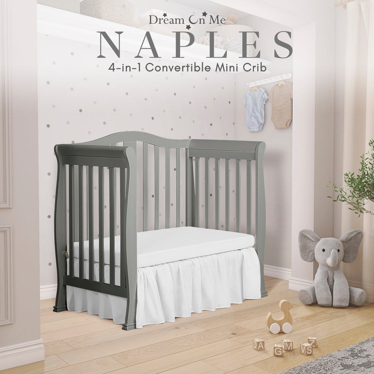 Dream On Me Naples 4-in-1 Convertible Mini Crib