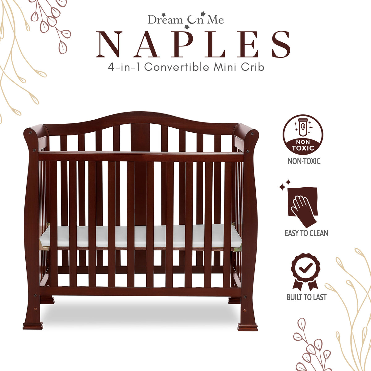 Dream On Me Naples 4-in-1 Convertible Mini Crib