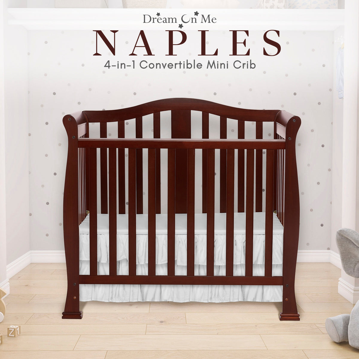 Dream On Me Naples 4-in-1 Convertible Mini Crib