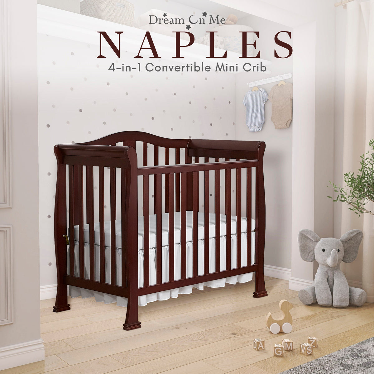 Dream On Me Naples 4-in-1 Convertible Mini Crib