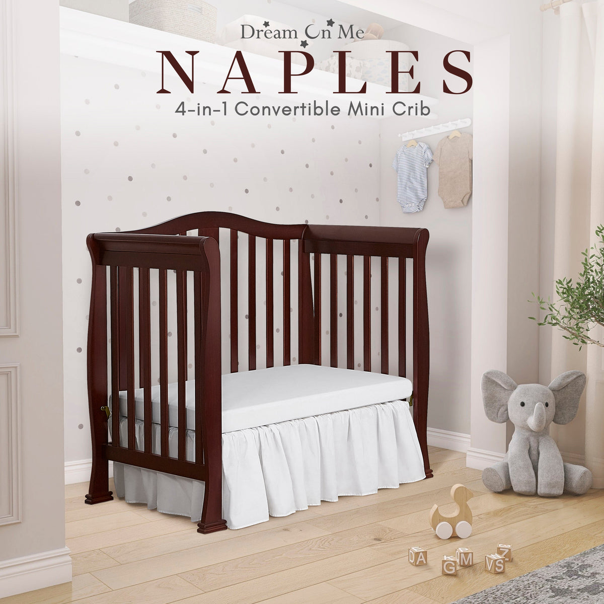 Dream On Me Naples 4-in-1 Convertible Mini Crib