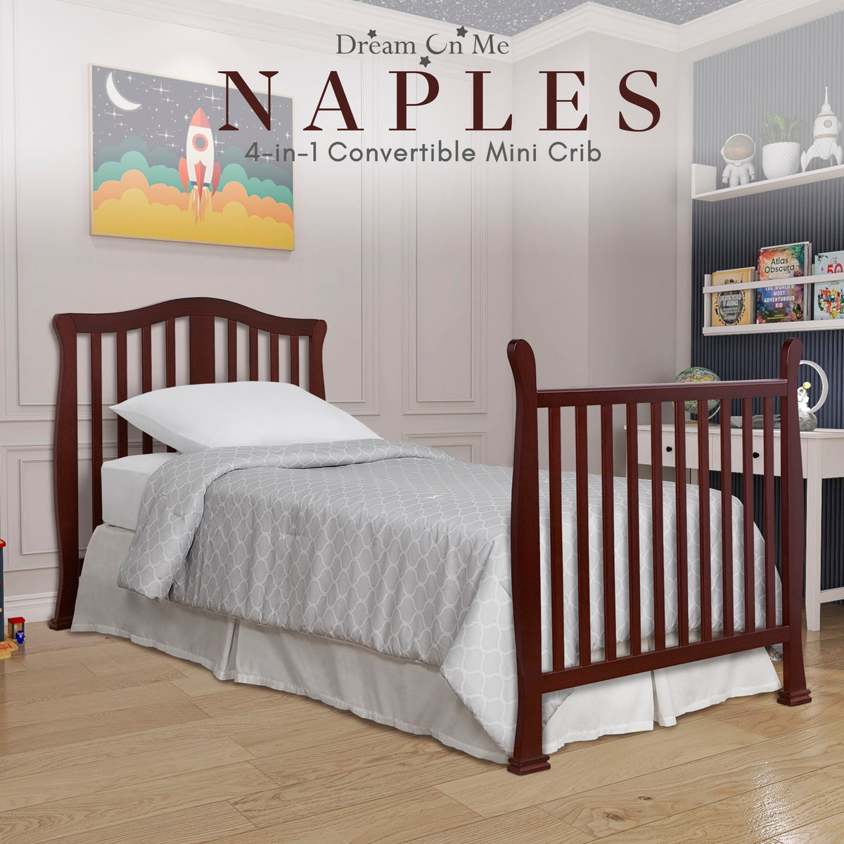 Dream On Me Naples 4-in-1 Convertible Mini Crib