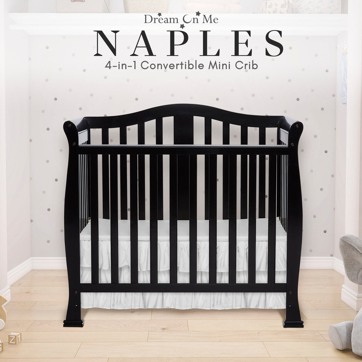 Dream On Me Naples 4-in-1 Convertible Mini Crib