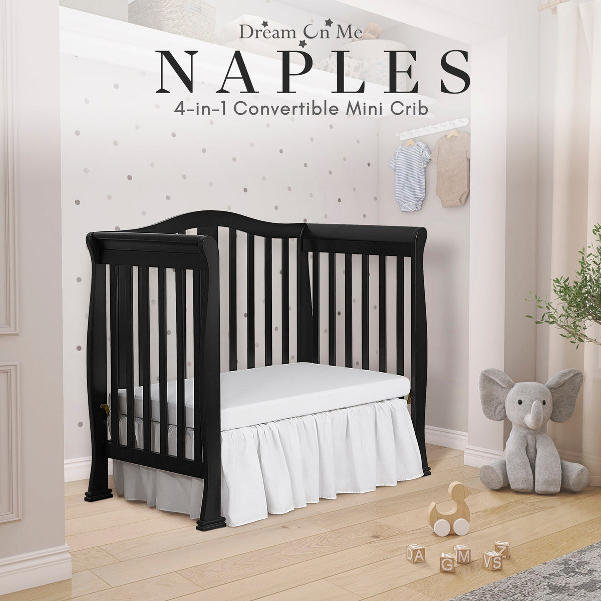 Dream On Me Naples 4-in-1 Convertible Mini Crib