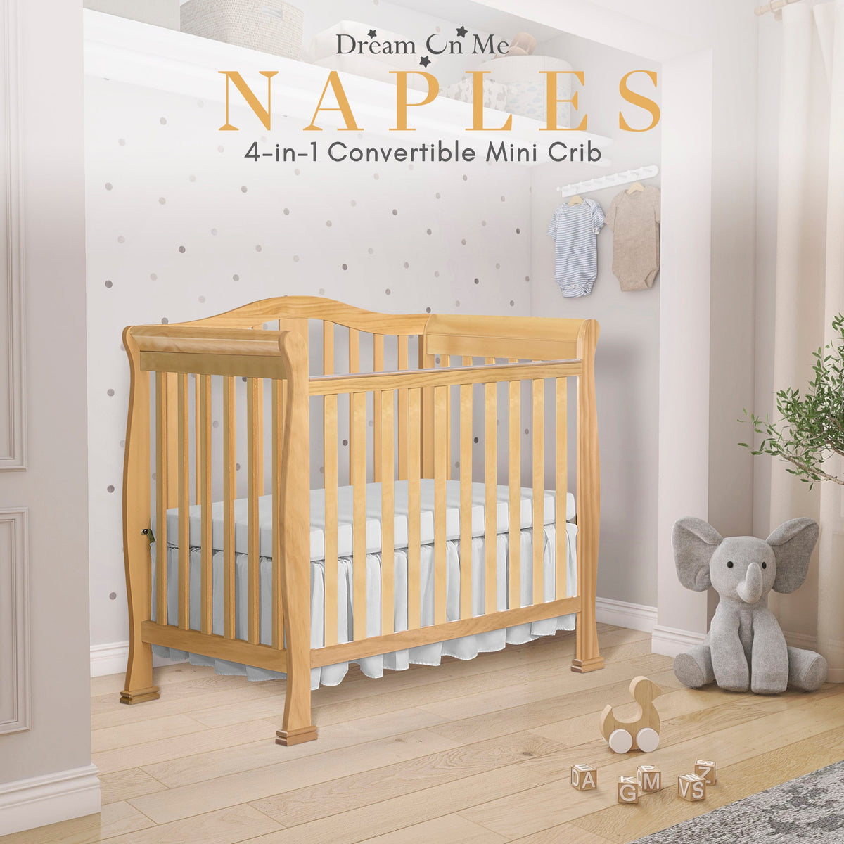 Dream On Me Naples 4-in-1 Convertible Mini Crib