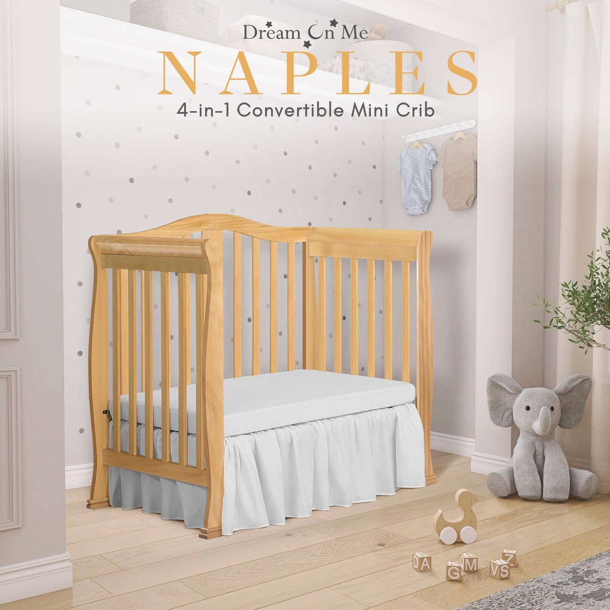 Dream On Me Naples 4-in-1 Convertible Mini Crib