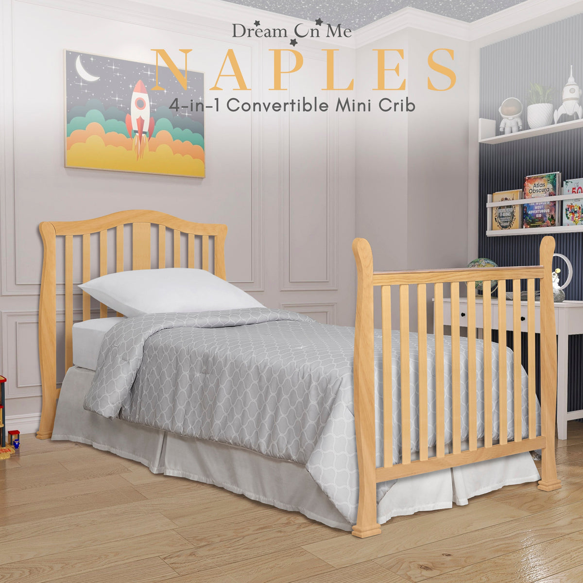 Dream On Me Naples 4-in-1 Convertible Mini Crib