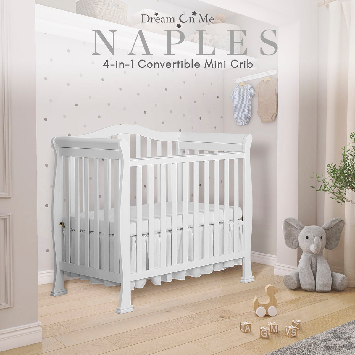 Dream On Me Naples 4-in-1 Convertible Mini Crib