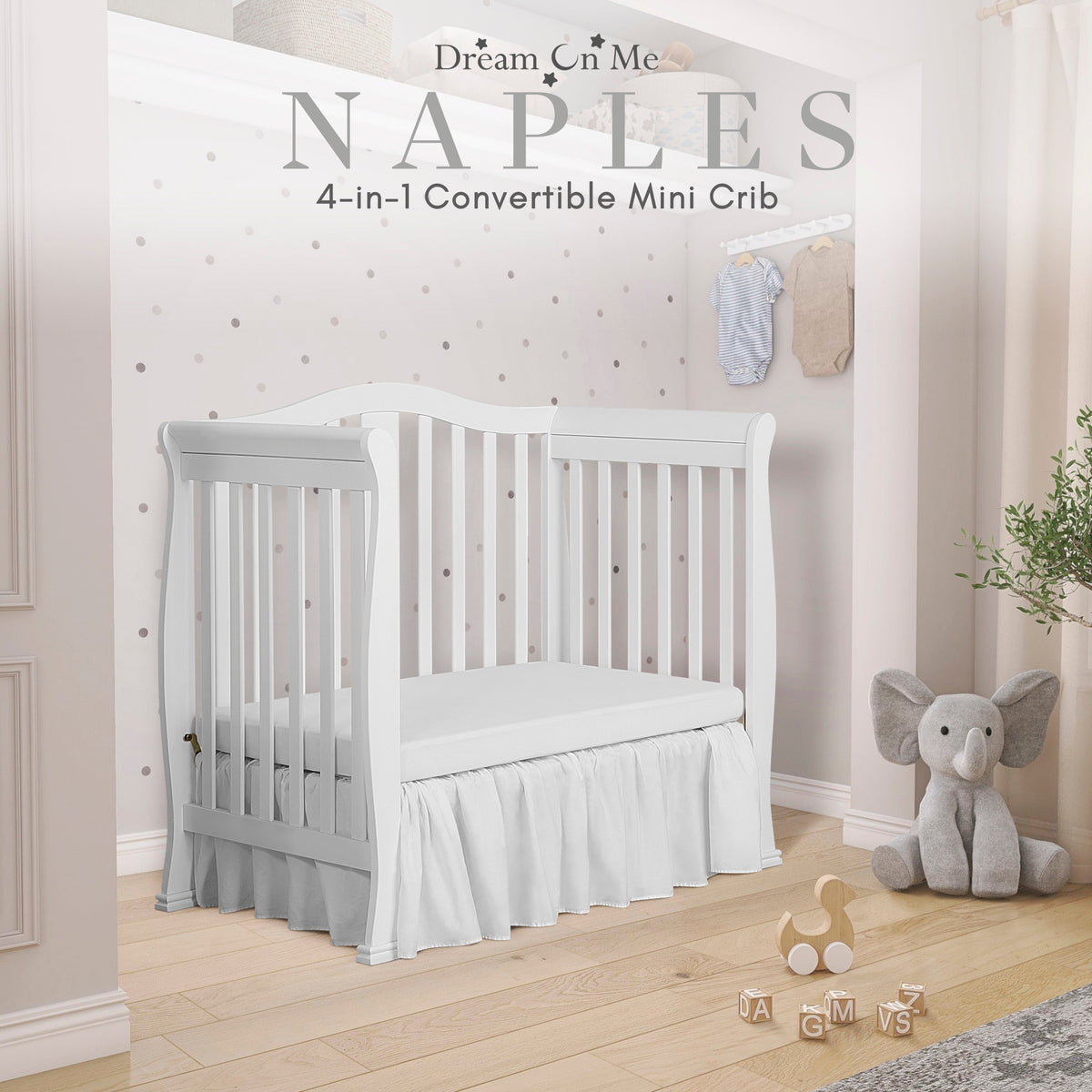 Dream On Me Naples 4-in-1 Convertible Mini Crib