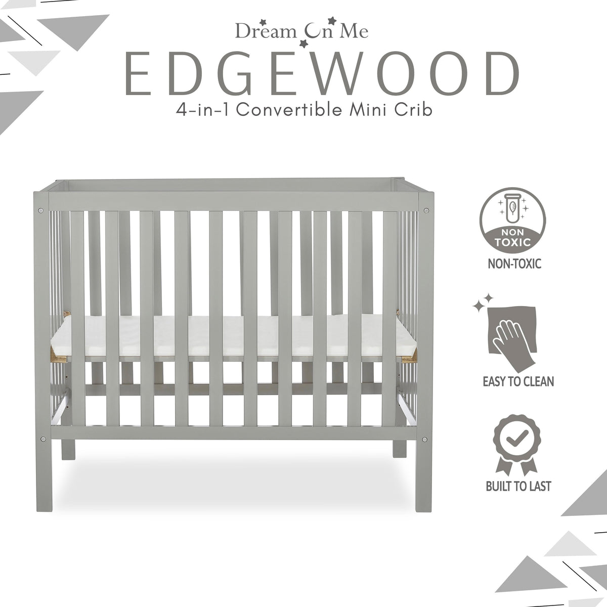 Dream On Me Edgewood 4-in-1 Convertible Mini Crib