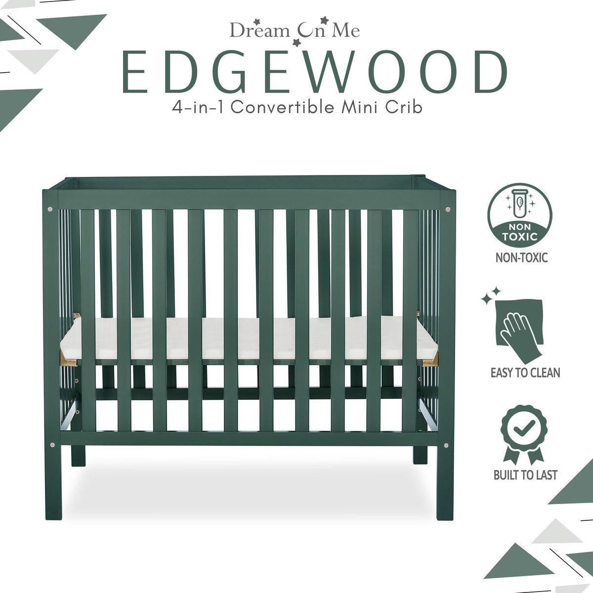 Dream On Me Edgewood 4-in-1 Convertible Mini Crib