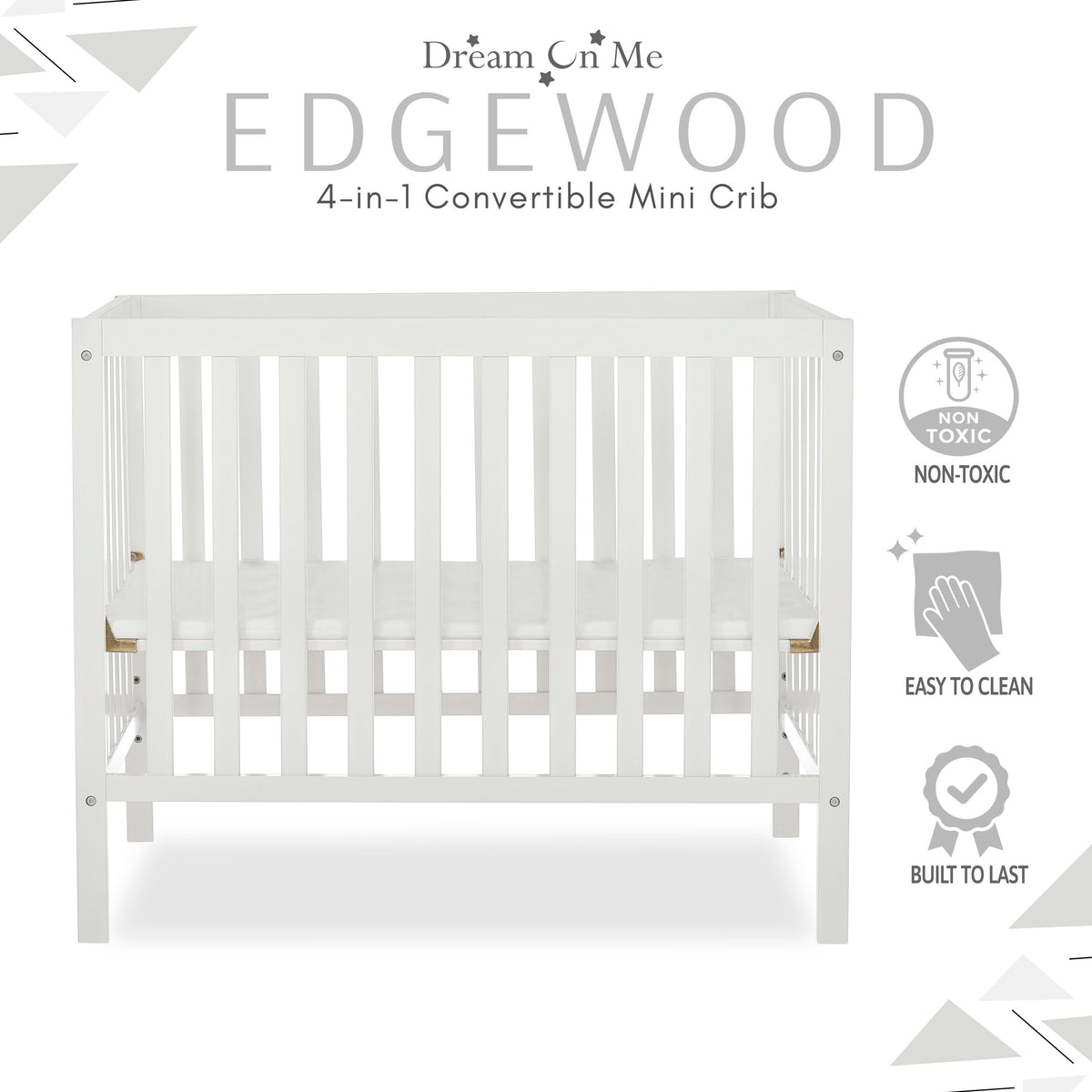 Dream On Me Edgewood 4-in-1 Convertible Mini Crib
