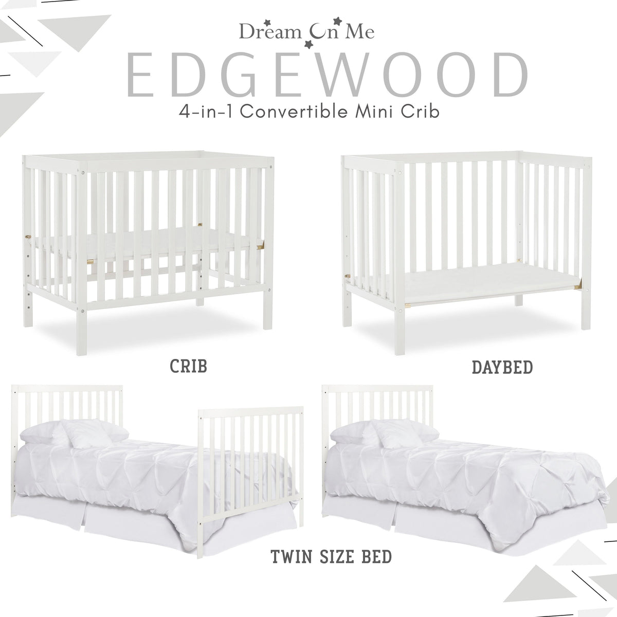 Dream On Me Edgewood 4-in-1 Convertible Mini Crib
